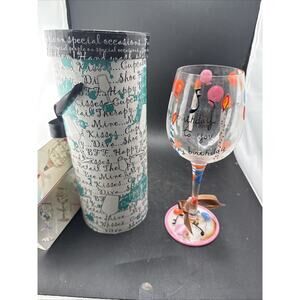 Hand Painted Birthday Wine Glass Balloons “Happy Birthday to You” w/ Box